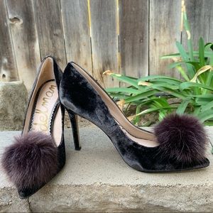Sam Edelman brown pumps Pom velvet haroldson fur